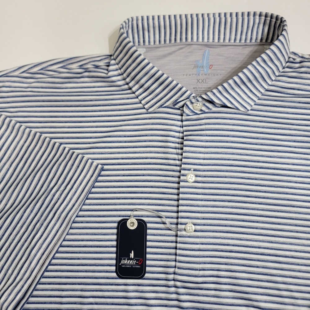 Johnnie-O Warwick Featherweight Striped Polo Shirt Seal Blue XXL JMP07330 NEW